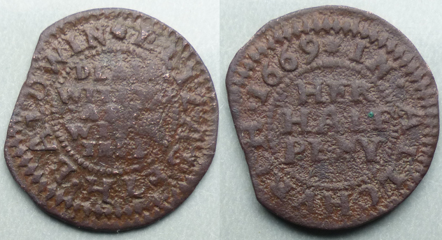Alvechurch, Elizabeth Baldwin 1669 halfpenny Alvechurch, Elizabeth Baldwin 1669 halfpenny